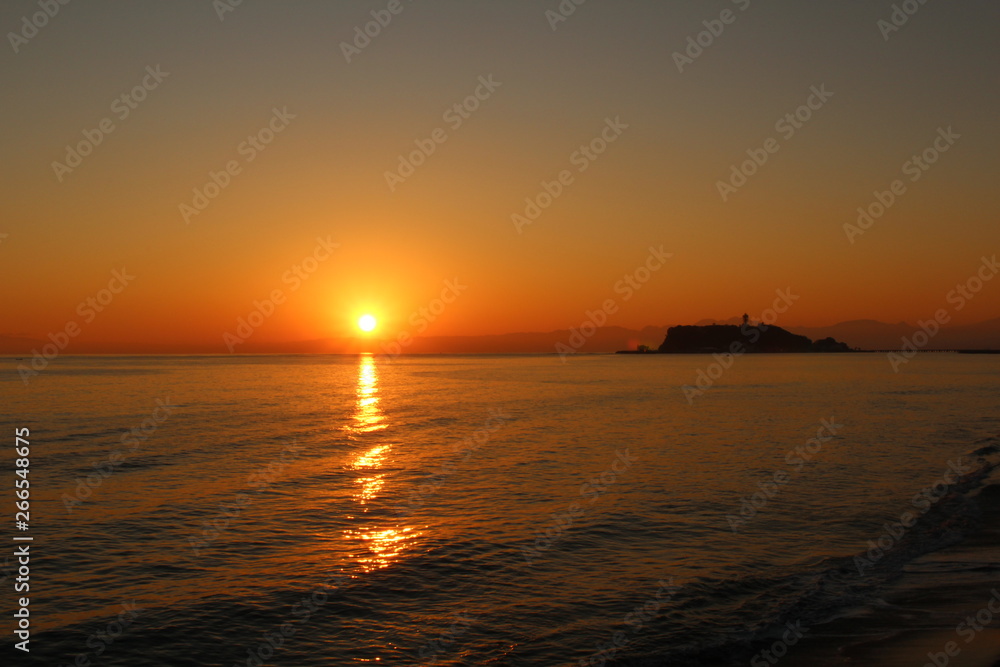 湘南の海の夕日