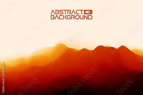 3D landscape Background. Black red Gradient Abstract Vector Illustration.Computer Art Design Template. Landscape with Mountain Peaks © RDVector