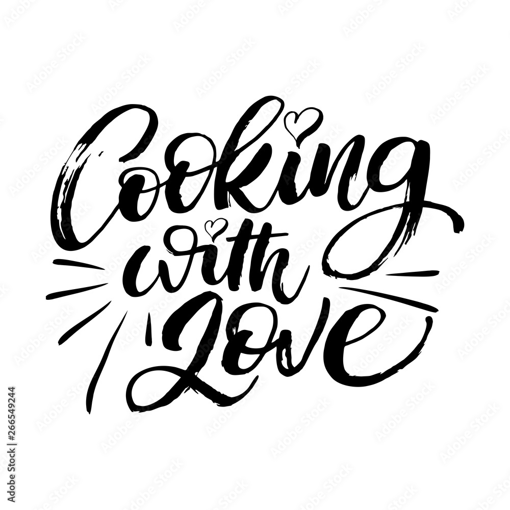 Cooking related quotes collection. Cooking with love. Hand drawn