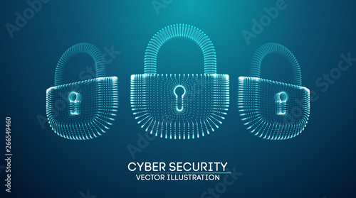 Coputer internet cyber security background. Cyber crime vector illustration. digital lock