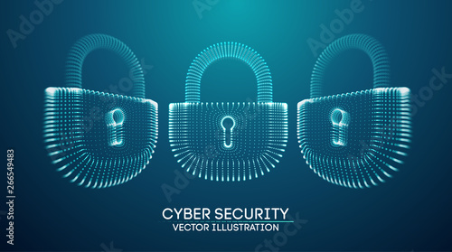 Coputer internet cyber security background. Cyber crime vector illustration. digital lock