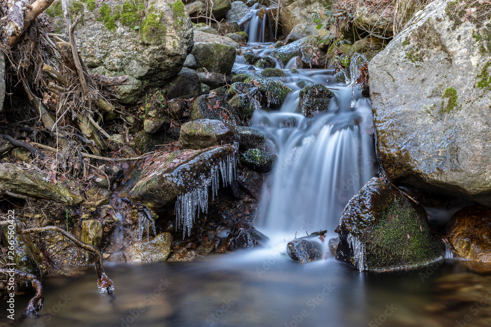 small waterfall in a river near madrid