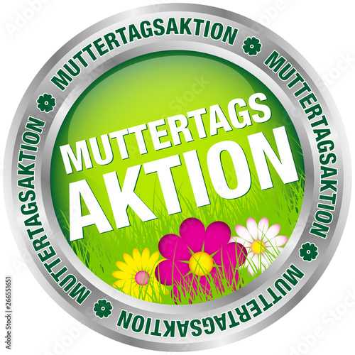 Button "Muttertagsaktion" Blumen Grün/Silber