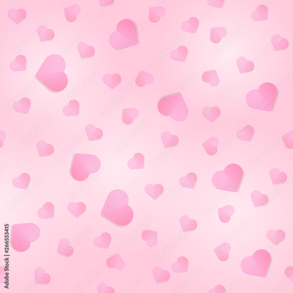 Cute pink heart vector background, illustration.Valentine's day concept.