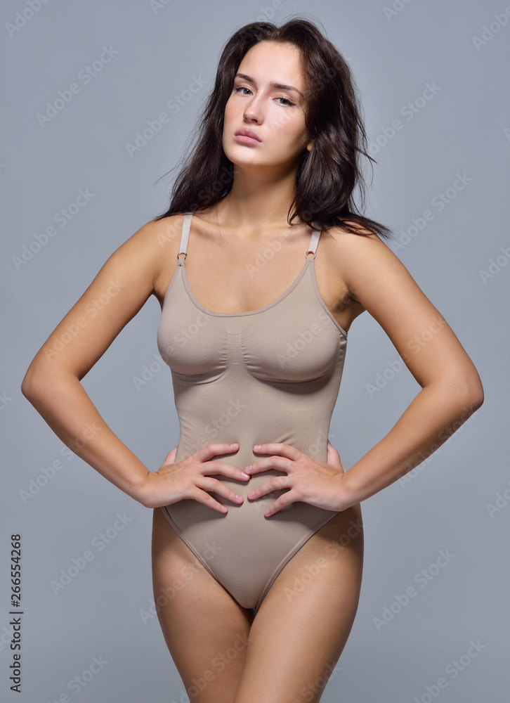 Beautiful woman in pastel underwear. Beautiful woman in pastel underwear.