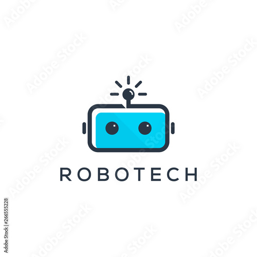 robot technology illustration logo design