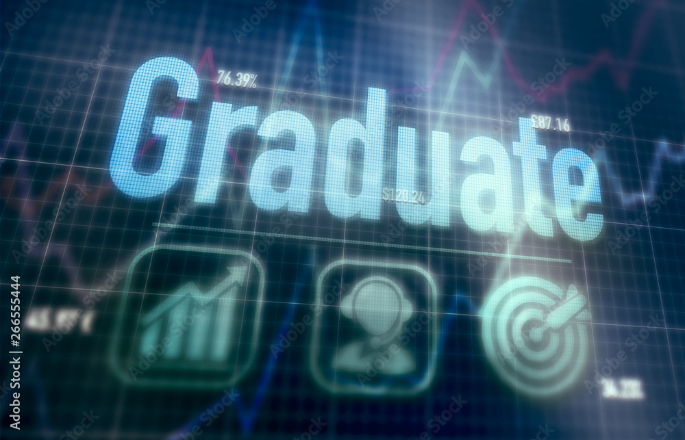 Graduate concept on a blue dot matrix computer display. Graduate concept on a blue dot matrix computer display.