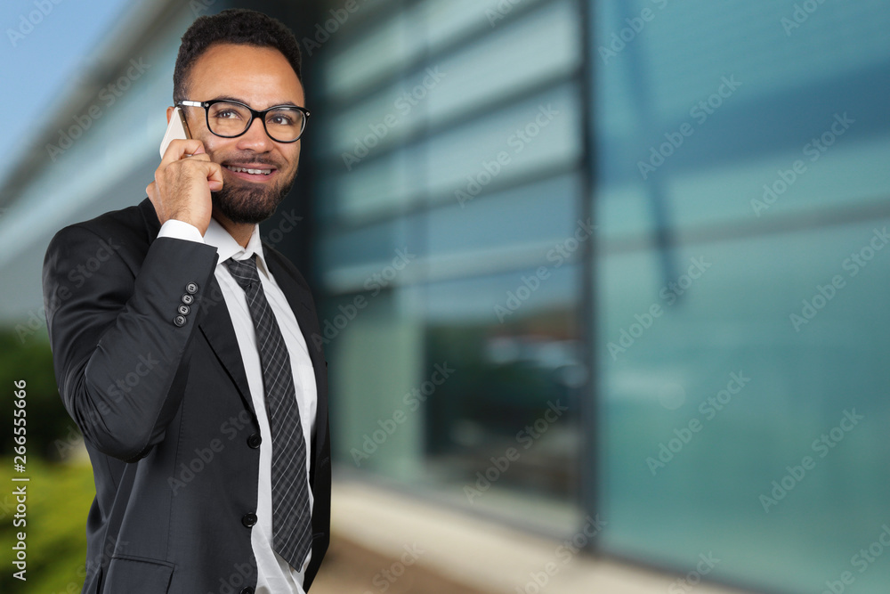 African american business man using mobile phone African american business man using mobile phone