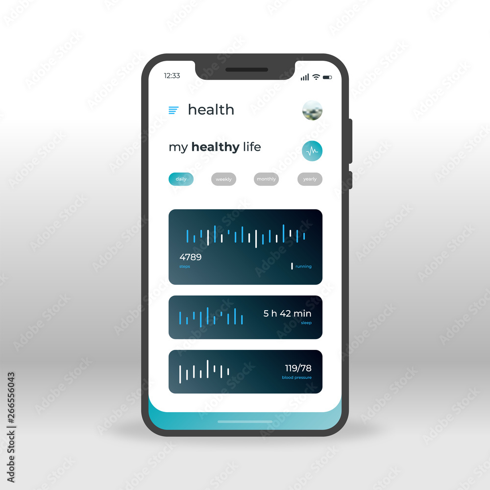 Blue health UI, UX, GUI screen for mobile apps design. Modern responsive user interface design of mobile applications including Healthy Life screen Blue health UI, UX, GUI screen for mobile apps design. Modern responsive user interface design of mobile applications including Healthy Life screen