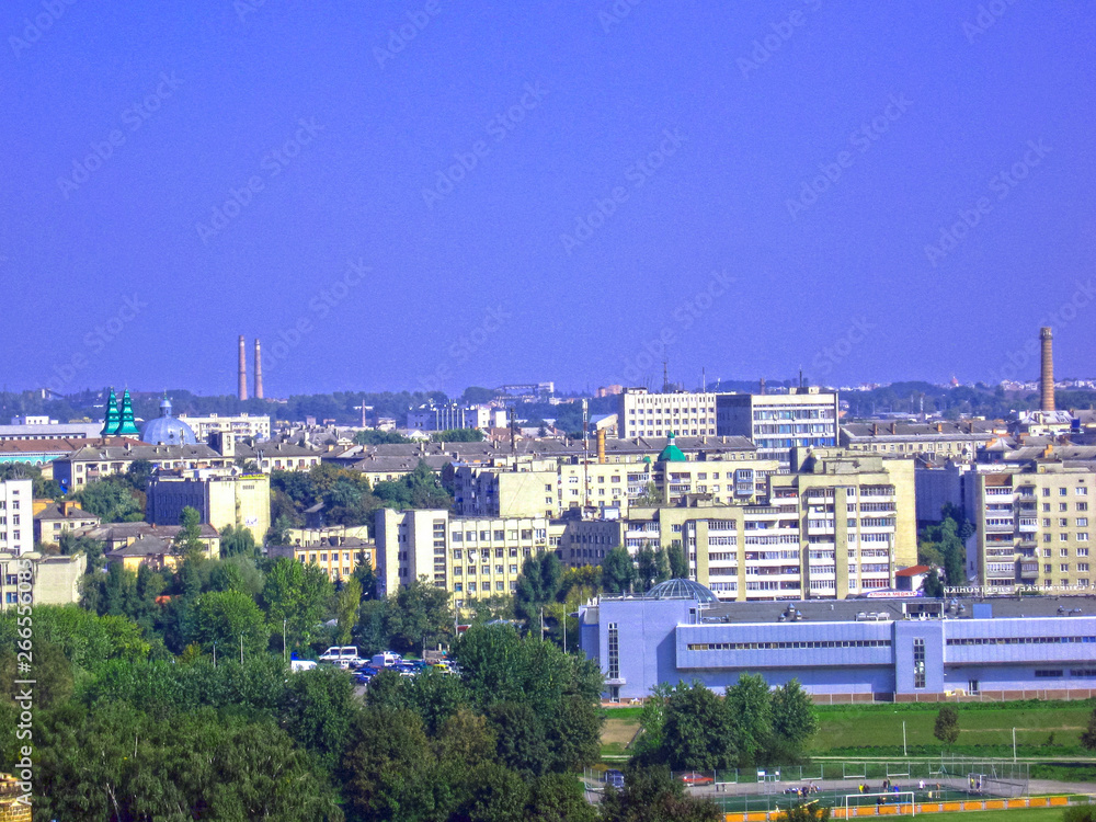 Fototapeta premium Urban landscape. Panoramic view landscape of a small town