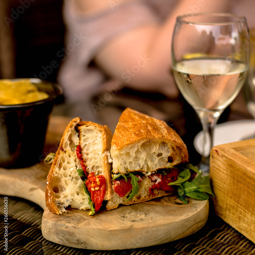 Vegetarian Dried Tomato Salad Bread Roll photo