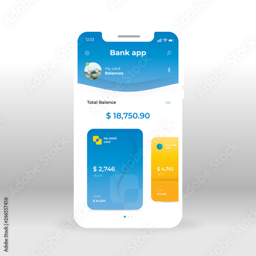 Blue and orange Online Banking UI, UX, GUI screen for mobile apps design. Modern responsive user interface design of mobile applications including Online Banking screen