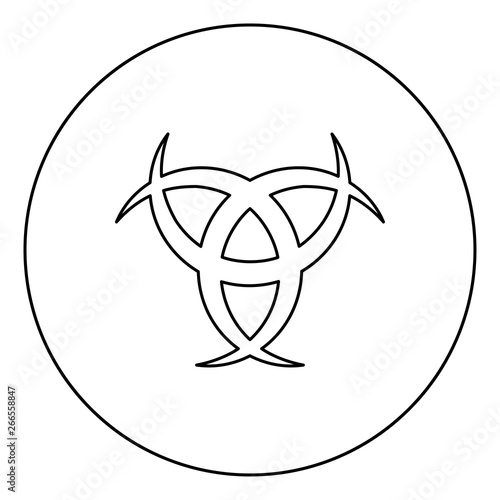 Horn Odin Triple horn of Odin icon in circle round outline black color vector illustration flat style image photo