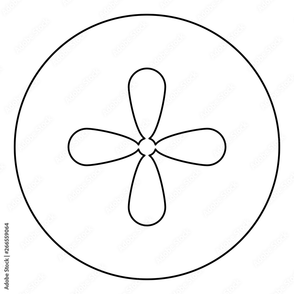Fototapeta premium Petal cross Cross monogram Religious cross icon in circle round outline black color vector illustration flat style image