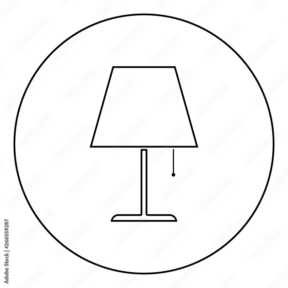 Table lamp Night lamp Clasic lamp icon in circle round outline black color vector illustration flat style image