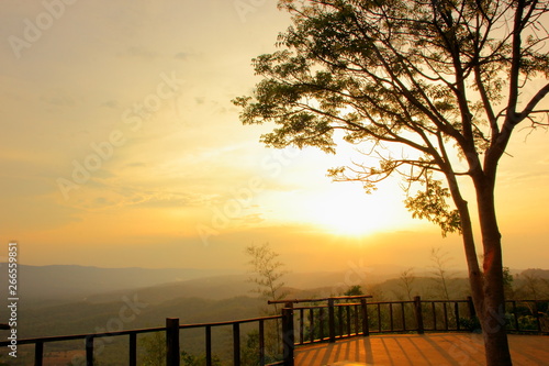 Mountain view at sunrise,Pha Keb Tawan on the sunset. Thap Lan National Park photo