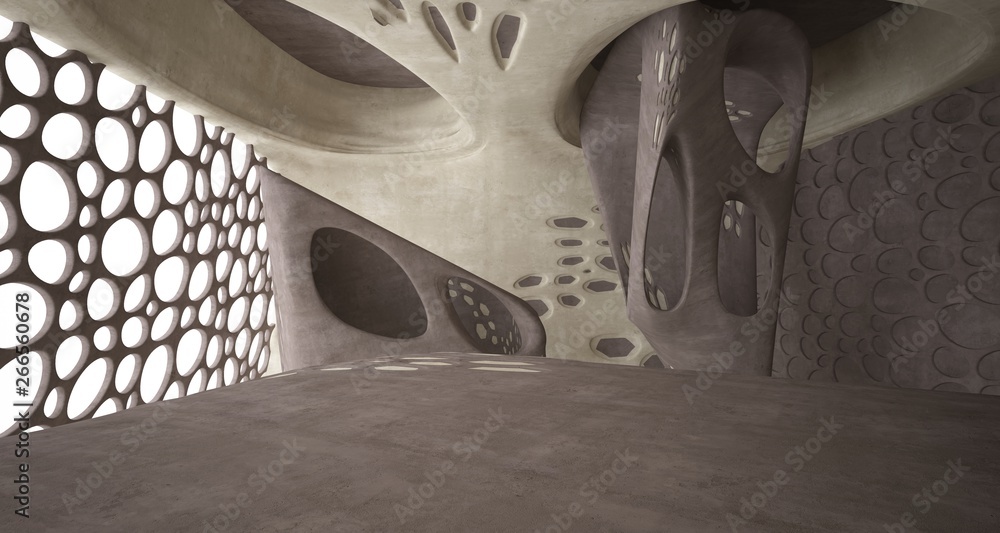 Empty dark abstract brown concrete room smooth interior. Architectural background. 3D illustration and rendering Empty dark abstract brown concrete room smooth interior. Architectural background. 3D illustration and rendering