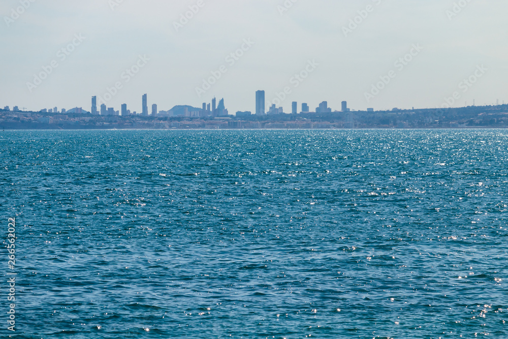 Benidorm skyline seen from the sea