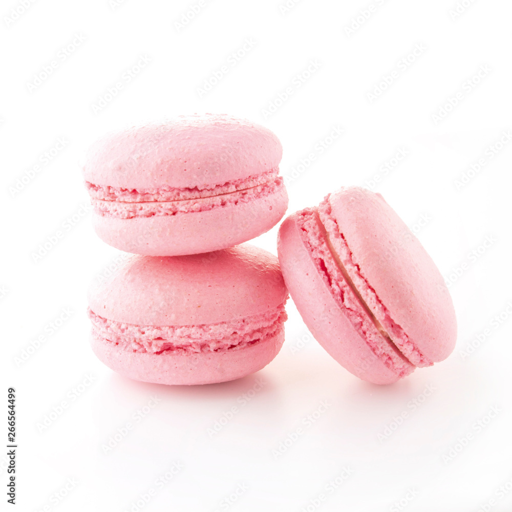 French macaroons pastel tones on white background French macaroons pastel tones on white background