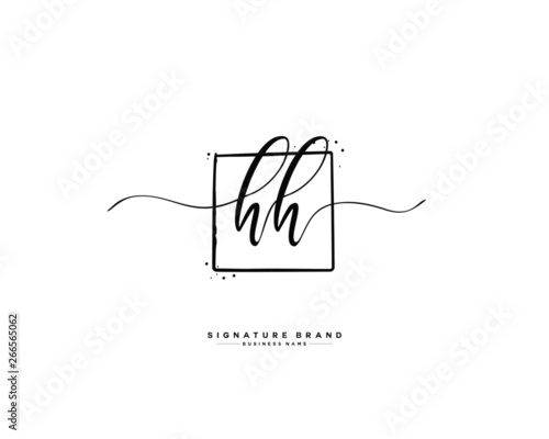 H HH initial logo handwriting  template vector