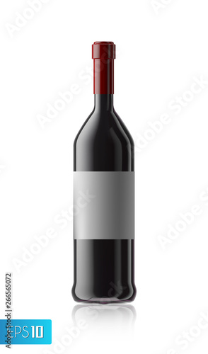 Red wine bottle. Set of white, rose, and red wine bottles. isolated on white background.