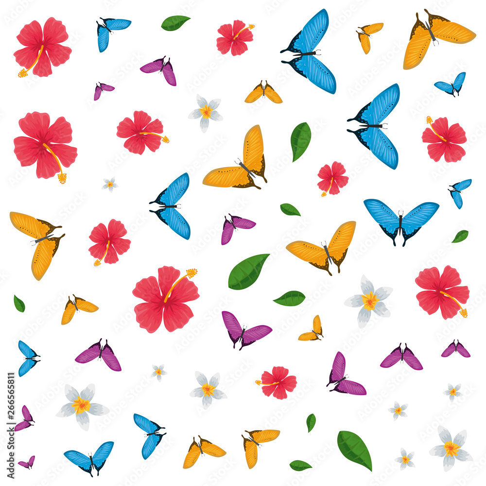 group of beautiful butterflies flying and flowers pattern group of beautiful butterflies flying and flowers pattern