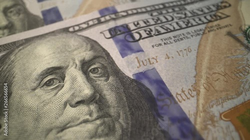 Wallpaper Mural USD cash macro view. green 100 dollar cash - stop motion animation. USA fiat money Torontodigital.ca