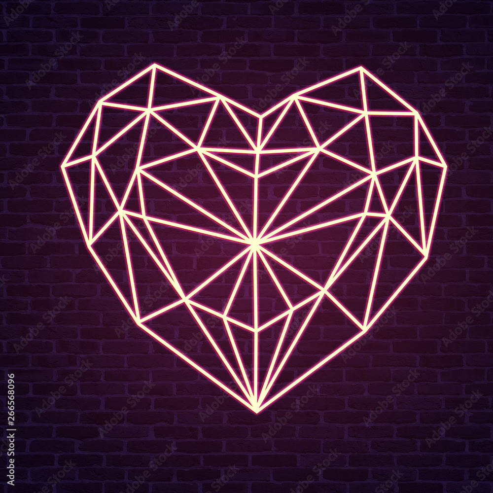 Abstract neon geometric heart illustration Abstract neon geometric heart illustration