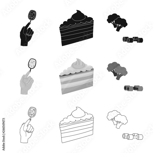 Isolated object of diet and treatment  icon. Collection of diet and medicine vector icon for stock.