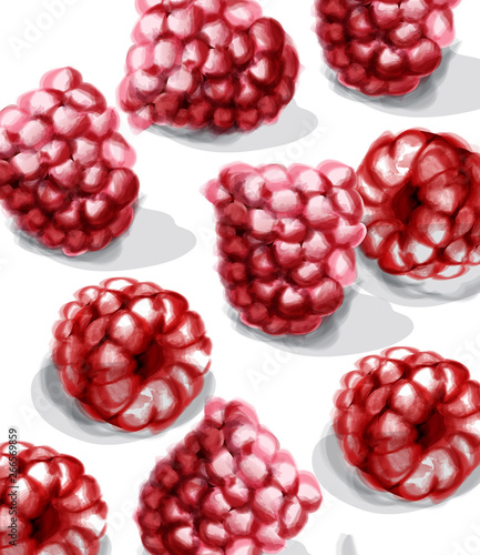 Raspberry Vector watercolor. Juicy banner summer posters