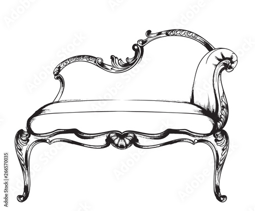 Rich baroque armchair Vector. Retro style furniture. Vintage designs