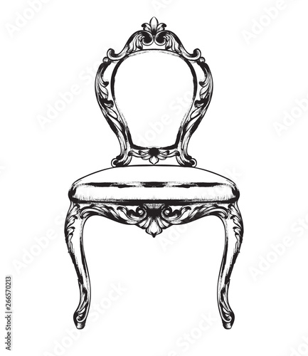 Rich baroque chair Vector. Retro style furniture. Vintage designs