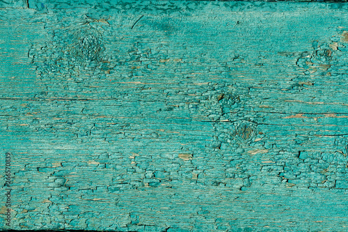 wooden texture turquoise color, old vintage background panel