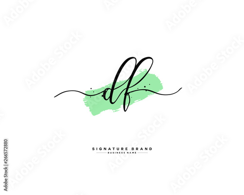 D F DF initial logo handwriting template vector