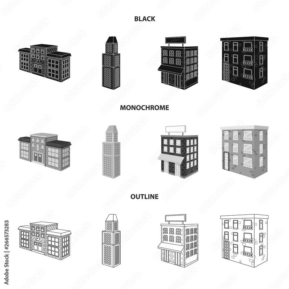 Vector design of construction and building sign. Set of construction and estate stock symbol for web.