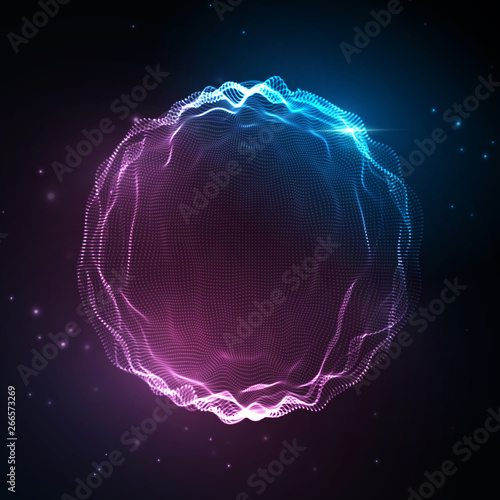Sound wave. Abstract neon background, vector music voice, song waveform digital spectrum, audio pulse and frequency equalizer.