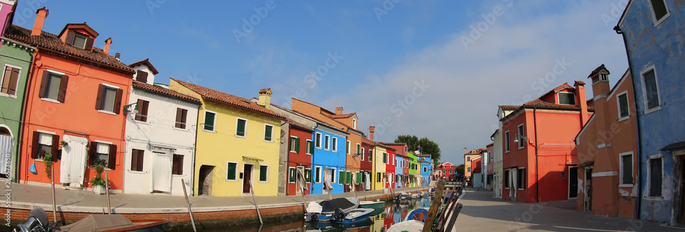 Fototapeta wide view of Burano Island near Venice in Italy