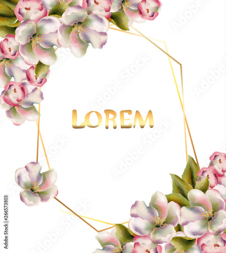 Spring flowers frame card Vector watercolor. Wedding invitation. Summer fest ...