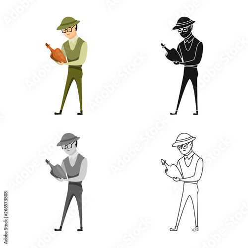 Vector design of archaeologist  and human logo. Collection of archaeologist  and seeker  vector icon for stock.