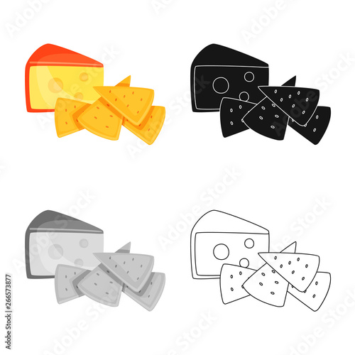 Vector design of cracker and appetizer  icon. Set of cracker and lactic vector icon for stock.