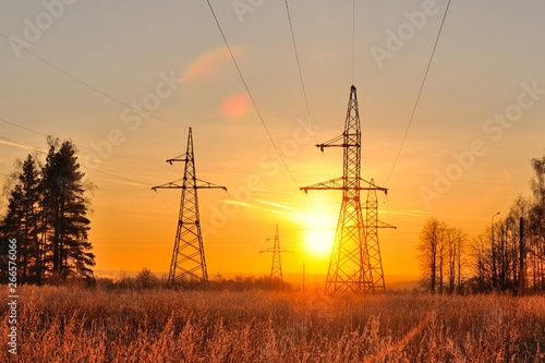 Autumn sunset in the suburbs
