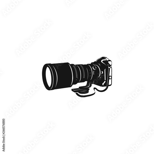 long camera lens silhouette logo