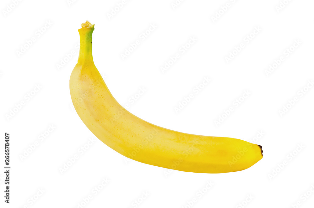 One fresh whole banana isolated on white background without shadow One fresh whole banana isolated on white background without shadow