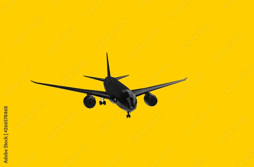 Airplane flying on yellow background 3D Rendering Airplane flying on yellow background 3D Rendering