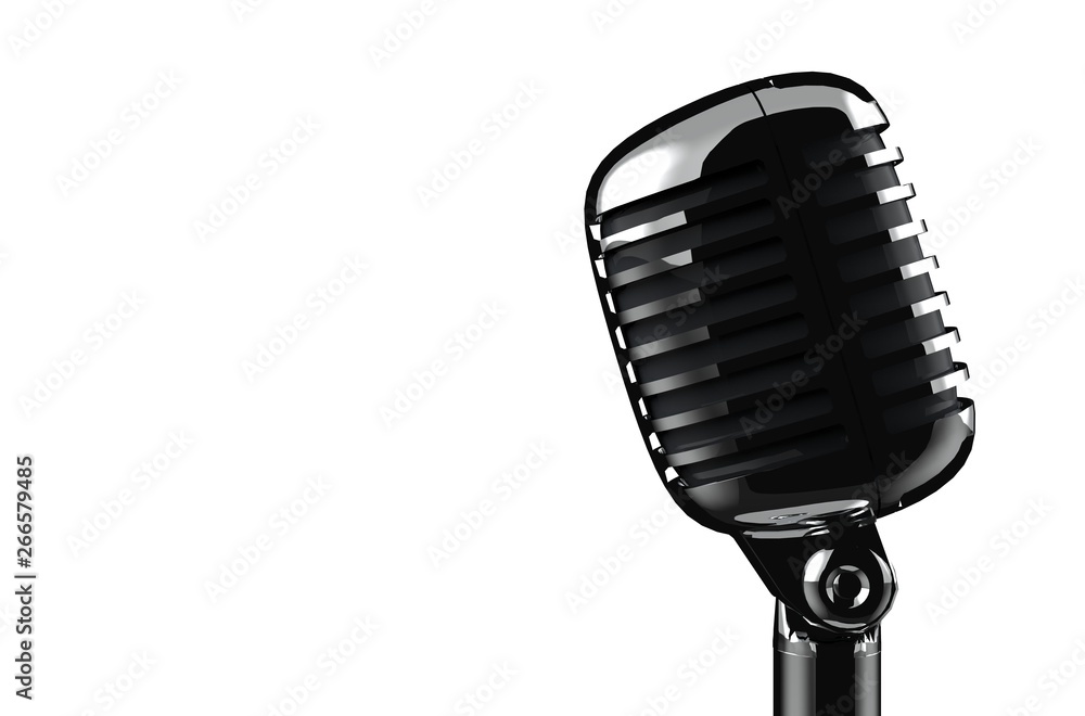Fototapeta premium Microphone on white Background 3D Rendering