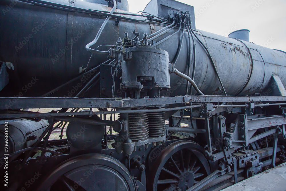 Obraz premium Detail of World War 2 German Locomotive, Radegast Station, Lodz, Poland