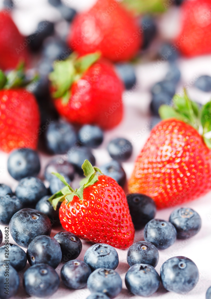Fresh strawberries and blueberries. Fresh strawberries and blueberries.