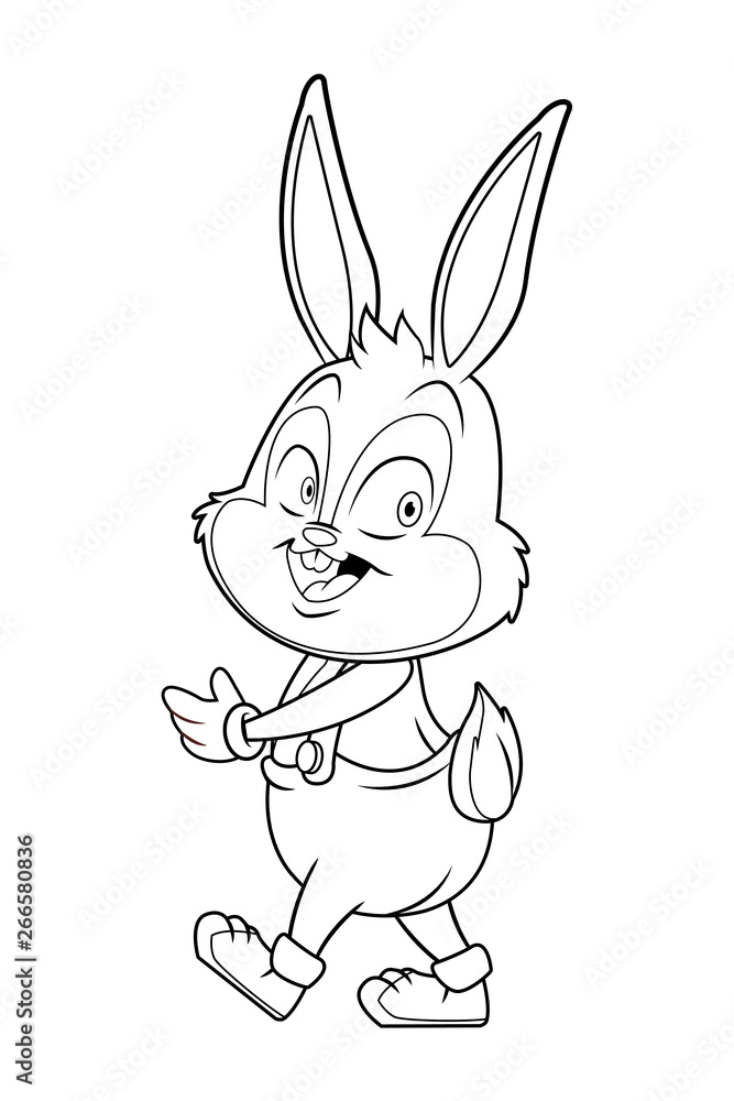 Fototapeta premium Cute easter bunny celebration isolated black and white