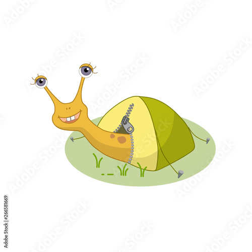 snail in tent