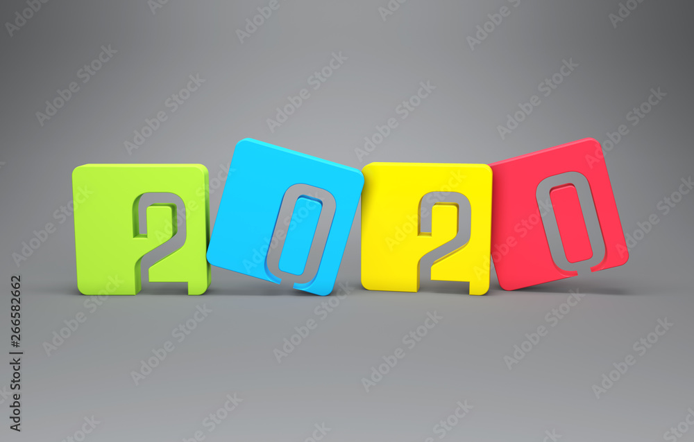 New Year 2020 Creative Design Concept - 3D Rendered Image New Year 2020 Creative Design Concept - 3D Rendered Image